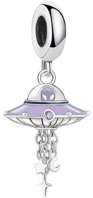 LDGSUPH UFO Hangle CharmPendant, 925 Sterling Silber Charms Anhänger Passt Europäische Schlangenkette Armbänder & Halsketten, Romantisches Geschenk Für Freundin Frau(Ring)