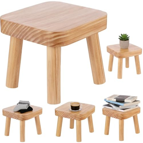 Xygobla Small Wooden Stool Solid Wood Plant Stand