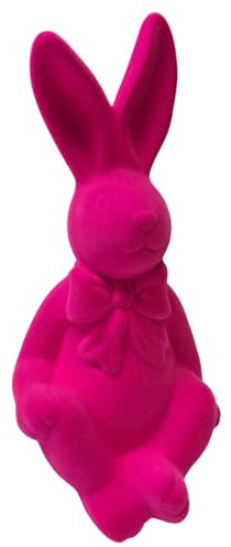 MACOSA WV5693 Osterhase sitzend Pink Dolomit beflockt 20 cm Dekohase Hase Skulptur Osteddeko Osterdekoration Figur Dekohase Dekofigur Ostern Dekoration Tischdeko (Pink)