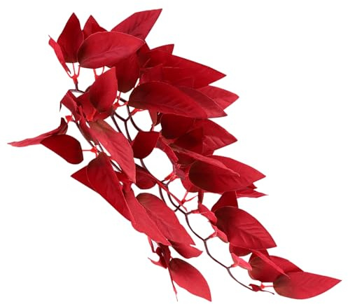 Milisten Plante D'aquarium Artificielle Réaliste en Rotin Rouge, Décor Aquatique pour Aquarium, Taille Moyenne, Adaptée Eau Douce et Salée, Accessoires pour Poisson, Décoration