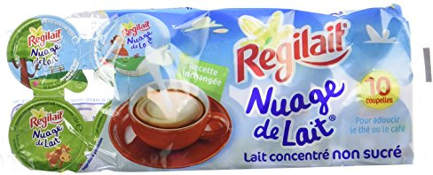 Régilait Nuage de lait Lait concentré non sucré 10 coupelles 75 g - Lot de 5