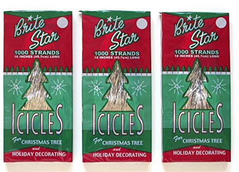 Brite Star Lametta Eiszapfen, Silber, 3 Pakete, 1000 Zählen je