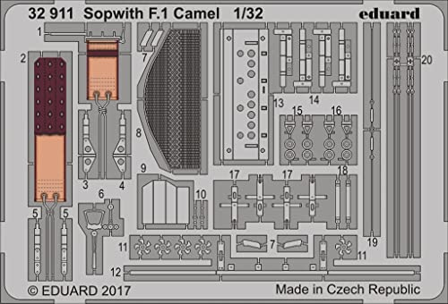 1/32 scale Eduard photoetch detail set for the Sopwith Camel model kits by Wingnut Wings ~ EDP32911
