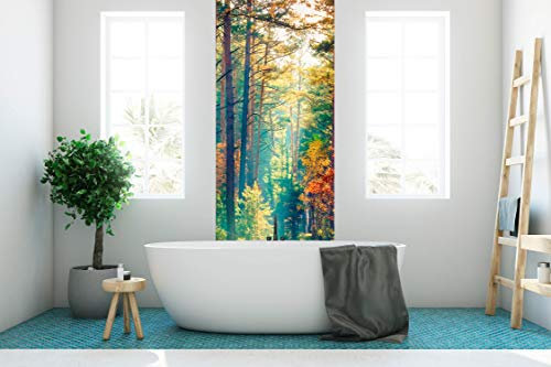 Oedim Frise verticale autocollante vinyle et papier peint mural Pin forêt | Décoration 77x260cm