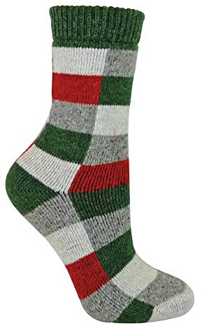 Damen Atmungsaktiv Seide Wolle Socken mit Bunt Kariert Muster