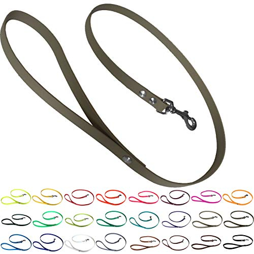 bio-leine Führleine Hundeleine mit Handschlaufe aus Biothane, 19mm breit, schmutz- und wasserabweisend, Leine für Hunde, 2,00 m Military Olive