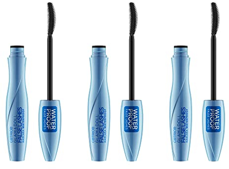 Catrice Glam & Doll False Lashes Mascara Waterproof, Nr. 010, Schwarz, langanhaltend, volumengebend, vegan, wasserfest, ohne Mikroplastikpartikel, Nanopartikel frei, 3er Pack (3x10ml)