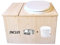 Toilette sèche en bois avec bac à copeaux intégré, bavette inox et seau 22L plastique - La Bac Blanche 22 litres - Fabrication Française - N4