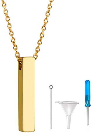 GOLDCHIC JEWELRY Gold Ashes Pendant Cremation Urn Necklace for Memorial, Cube Keepsake Jewellery Gifts for Men Women