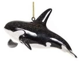 Globe Imports Orca Killer Wal GI Christbaumschmuck aus Polystone mit glänzendem Emaille-Finish, Hängt am Ast mit einem goldfarbenen Faden, Festliche Ergänzung für den Weihnachtsbaum