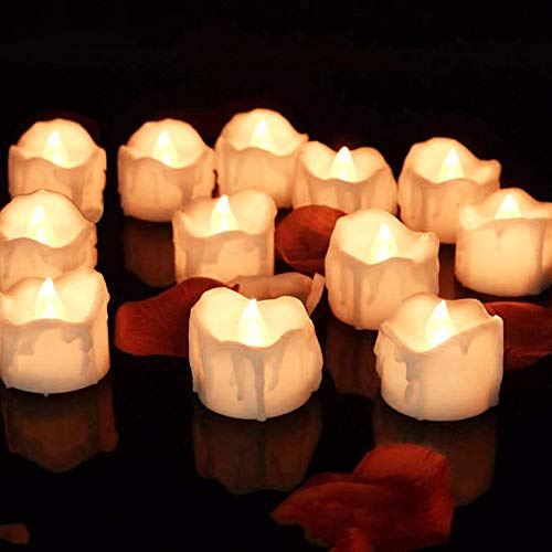 GEYUEYA Home LED Tea Lights Candles,12 Pack Flameless LED Candles Christmas | Bright Flickering Tealight Seasonal & Festival Celebration Valentine's Day Decorations Electric Candle Battery