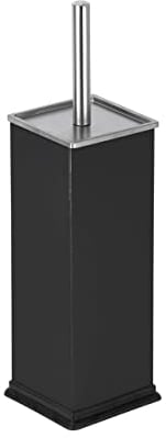 Optimal Products 5L Pedal Bin Slim Lid Soft Close Brush Holder Home Office Waste Paper Dustbin (BLACK BRUSH ONLY)