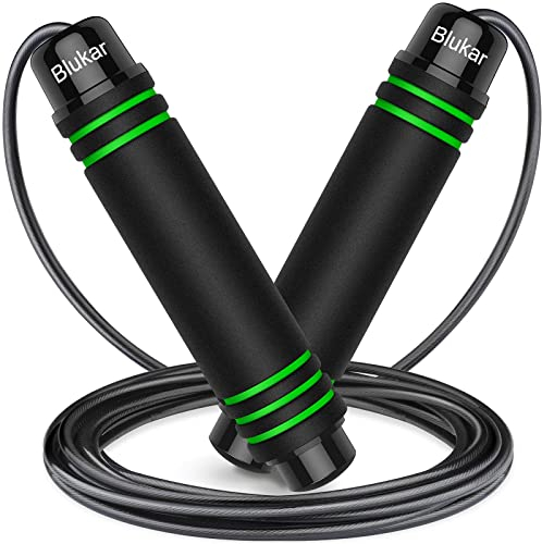 Blukar Springseil, Speed Rope Verstellbar mit Hautfreundlichen Schaum Griffe, 3 Meter Länge Einstellbar, Rutschfest und Ideal für Fitness & Ausdauer & Seilspringen, geeignet für Erwachsene
