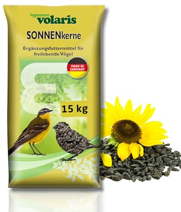 Eggersmann volaris 15 kg Sonnenkerne | Sonnenblumenkerne | Vogelfutter Wildvögel ganzjährig | Wildvogelfutter für das ganze Jahr | Fettreiches Streufutter für alle Vogelarten