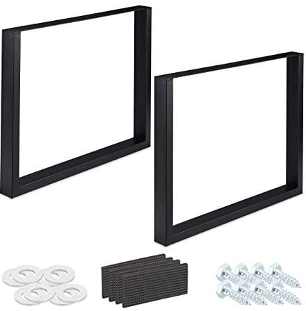 Relaxdays Tischkufen 2er Set, BxH: 90x72 cm, Metall Tischbeine Schreibtisch, Esstisch, Couchtisch, Industrial, schwarz, 90 x 72 cm