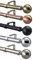 Ausziehbare Gardinenstange, 28 mm, Metallkugel, gebürstetes Chrom, Messing, Kupfer, Schwarz, komplettes Stangen-Set (mattschwarz, 110–200 cm)