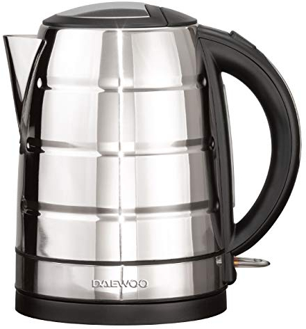 Daewoo Deauville Stainless Steel Kettle Electric 1.7 Litre 3000w Fast Boil 360° Swivel Base Family Sized Ergonomic Easy Fill With Water Gauge Silver SDA1785