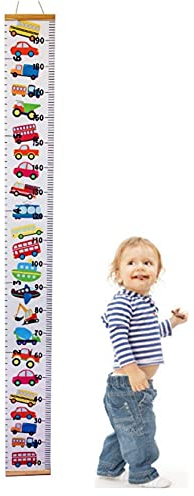 JZK Messlatte zum Aufhängen an der Wand, Motiv: Autos, zum Aufrollen, für Kinderzimmer, Wanddekoration, Messlatte für Kinder