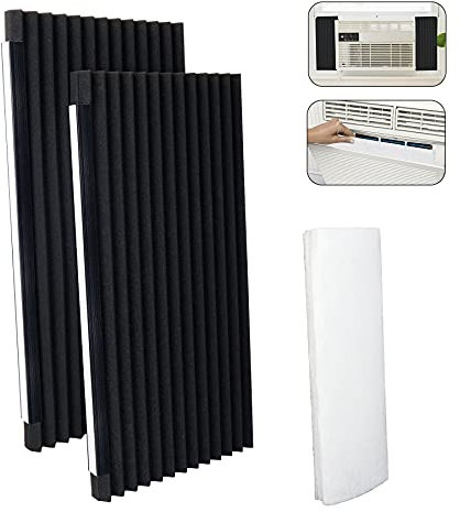 GCGOODS Fenster-Klimaanlagen-Schaumstoff-Isolierplatten, 43,2 cm H x 22,9 cm B x 2,2 cm T, Packung mit 2 Fenster-AC-Seiten-Isolierplatten, schwarz