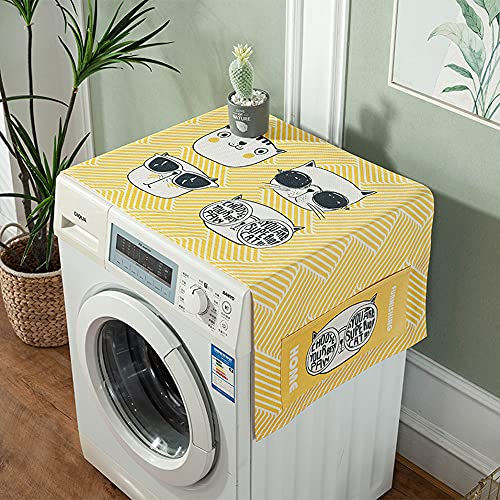 1 Pieza Cubierta De Polvo del Refrigerador, Fundas para Secadora Lavadora, Cubierta Antipolvo para Lavadora con Bolsillos Laterales, Impermeable Cubierta Superior del Refrigerador, 140x55cm