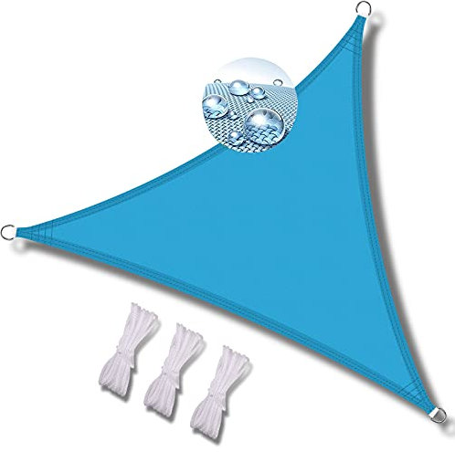 tende da sole per esterno 6x6x6 riso vela ombreggiante triangolare vela parasole ombreggiante vele ombreggianti triangolari protettiva dal sole raggi 98% UV con corda di fissaggio-lago Blu