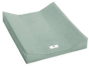 Wickeauflagenüberzug für 2-Keil-Mulde aus Musselin, Grün, Made in Germany, OEKO-TEX Standard 100, Größe: 50/65 cm
