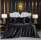 Luofanfei Bettwäsche Satin 220x240 Schwarz Glänzend Einfarbig Bettbezug Doppelbett Set Seide Glatt Luxus Schwarze Bettwäsche Set Glanzsatin Polyester mit Reissverschluss und Kissenbezüge 80x80 cm