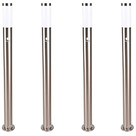 Novatool 4x Wegeleuchte I 110 cm I mit Bewegungsmelder I Edelstahl I IP44 I E27 Sockel I Wegebeleuchtung aussen Aussenleuchten Garten Standleuchte Terassenleuchte Gartenleuchte stehend