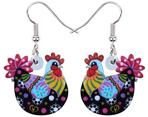 DOWAY Cute Huhn Henne Hahn Ohrringe Acryl baumeln Schmuck für Frauen Mädchen lustig Party Geschenke