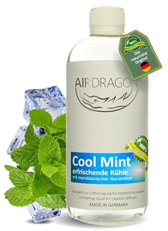 AIRDRAGON COOL MINT - katalytischer Raumduft ohne künstliche Duftstoffe - natürlicher Raumduft mit naturreinem ätherischem Duft-Öl für jede katalytische Lampe 500 ml - Made in Germany