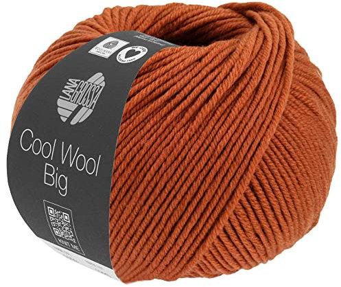 LANA GROSSA Cool Wool Big Melange | Extrafeine Merinowolle waschmaschinenfest und filzfrei | Handstrickgarn aus 100% Schurwolle (Merino) | 50g Wolle zum Stricken & Häkeln | 120m Garn FB 1608