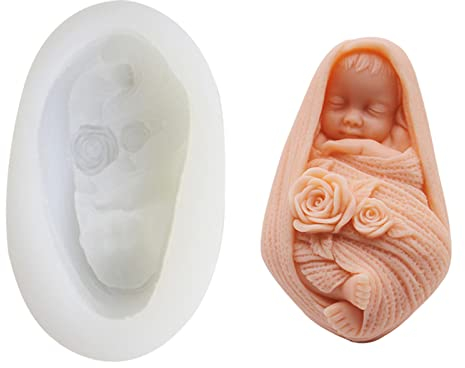 Dirfuny - Vela para bebé con Forma bebé Dormido en Forma Velas,Suministros Bricolaje para Vela aromaterapia Chocolate Fondant Pastel