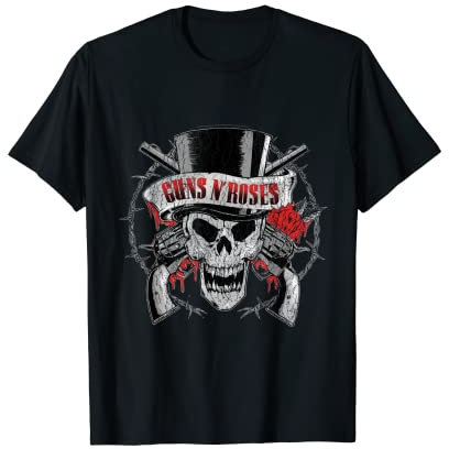 Guns N' Roses Chapeau haut-de-forme officiel Tête de mort T-Shirt