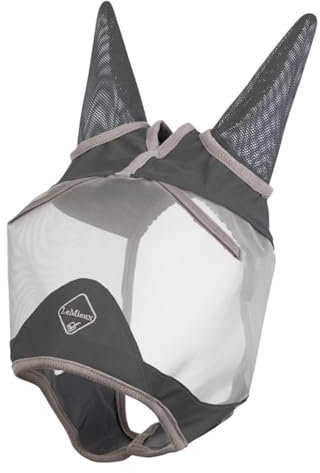 LeMieux Horse ArmourShield Pro Halbfliegenmaske mit weichem Bambusfutter, UV-schützendes und atmungsaktives Netzgewebe, Grau, Größe M