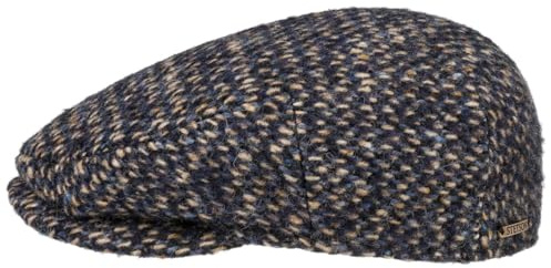 Stetson Kent Tuckmill Wool Flatcap Schirmmütze Herren Meliert Mehrfarbig Made in EU Herbst Winter blau-beige 57 cm