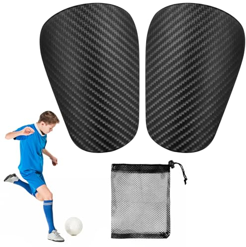2St Mini Schienbeinschoner mit Netz Aufbewahrungstasche, 8x5cm Mini Fußball-Schienbeinschoner Kleine Fußball Schienbeinschoner Schutzausrüstung für Männer Frauen Jungen (Schwarz)
