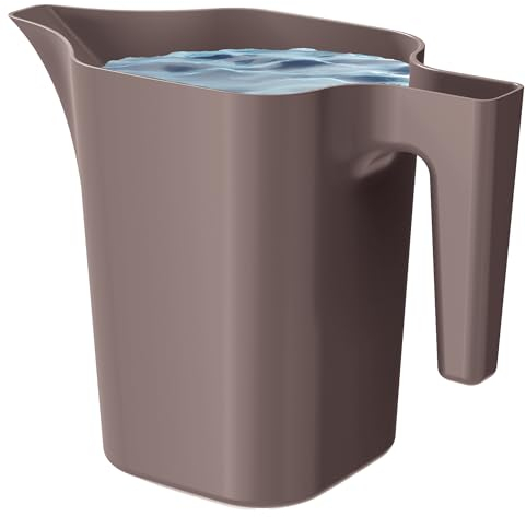 PECZEKO Regadera de 1,8 litros para casa y jardín – de plástico resistente – Regadera para regar fácilmente flores, plantas y plantas de interior, 1 juego (1 paquete) de chocolate