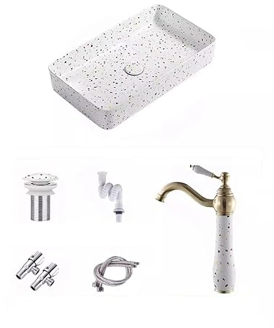 Aufsatzwaschbecken für Badezimmer, nordisches Aufsatzwaschbecken, Keramik-Terrazzo-Waschbecken, quadratisches Badezimmerwaschbecken, Balkon, Zuhause, Persönlichkeitswaschbecken, Badezimmerwaschbecken