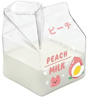 USADRETTYK Mugs Kawaii Square Milk Cup Strawberry Peach Water Cup Juice Mug Bottle Box-B-350Ml
