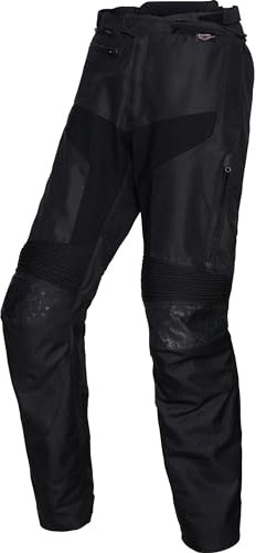 FLM Pantalón textil Grip WP – Impermeable y transpirable – Membrana Clime-Max – Con rodilleras – Negro, Negro , L Corto