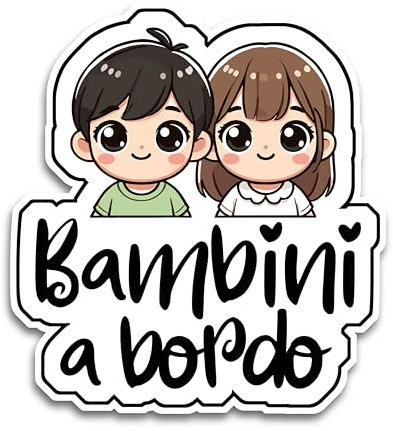 Bimbo a Bordo per Auto, Bambini a Bordo 16 x 14.5 cm, Baby on Board Adesivo Auto, Adesivo UV e Impermeabile, Diamond Sticker