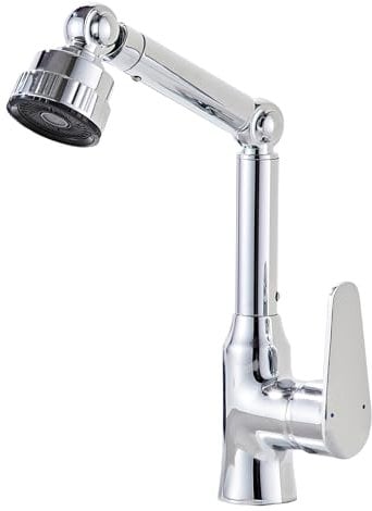 NEWRAIN Kitchen Mixer Taps with 4 Function Spray Head, Stainless Steel Sink Taps, Modern 360° Swivel Chrome Kitchen Faucet
