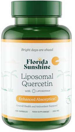 Florida Sunshine Quercetina Liposomal – 120 Cápsulas (250 mg) Apoyo Inmunológico, Antioxidante, Antiinflamatorio, Alivio de Alergias, Salud Cardiovascular, Alta Absorción, Vegano, Fórmula Biodisponibl