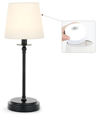 LuminexDesigns Rechargeable Cordless Table Lamp with Removable Portable Magnetic Bulb, LED Desk Lamp with Fabric Shade, Black