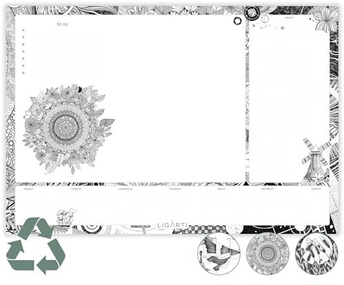 Ligarti Schreibtischunterlage Papier (100% nachhaltig) A3+ Wochenplaner Block mit To Do Liste und wechselnden Motiven - Weekly Planner undatiert, Schreibtisch Unterlage (Kosmos)