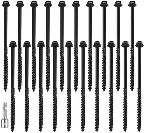 20 Pcs Timber Screws, 6.7 x 150mm Timber Fixing Screws, Hex Head Screws, Coach Screws, Hex Washer Head Screws for Wood Screws For Outdoor Timber Wood Frame Construction Screws(6.7 x 150mm)