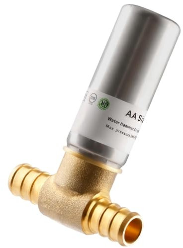 AquaNeurk Stainless Steel Water Hammer Arrestor, 1/2 Inch Pex Crimp Tee Hammer Arrestor For Potable Water Plumbing Application, F1807 Tee Connection