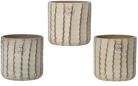 Vaso per fiori, 13 x 13 cm, in ceramica, 1 pezzo, assortito, piccolo in gres porcellanato, per piante grasse, cactus, erbe aromatiche, vaso decorativo, colore: beige oro