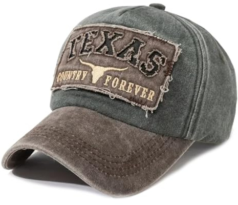 Sporty Vintage Baseballcap im Western-Stil, Texas Cowboy Rodeo Design, Used-Look