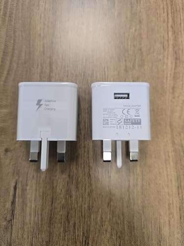 2x White USB Fast Charging UK Wall Mains Plug Adapter with Foldable Pin, Compatible with Mobile Phones and Tablets